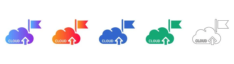 Cloud Upload and Deployment Icons イラスト素材