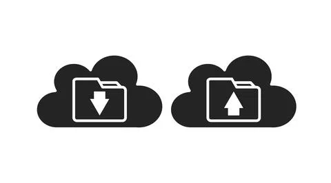 Cloud Upload and Download Icon Set Illustrazione stock