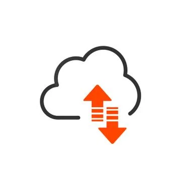 Cloud upload and download or sync linear icon with editable stroke. vector il Stock Illustration
