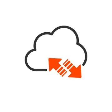 Cloud upload and download or sync linear icon with editable stroke. vector il Stock Illustration