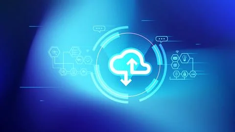 Cloud Upload and Download Technology Background Ilustración de archivo
