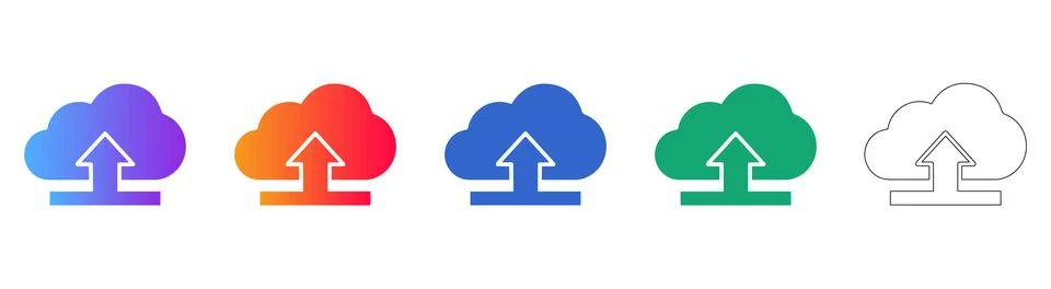 Cloud Upload and Storage Icons Set Stock Illustration