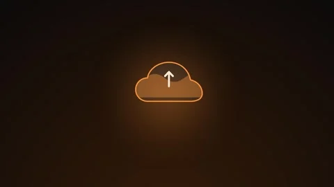 Cloud upload animation featuring a glowing outline and upward arrow symbol Stock Footage 346331988