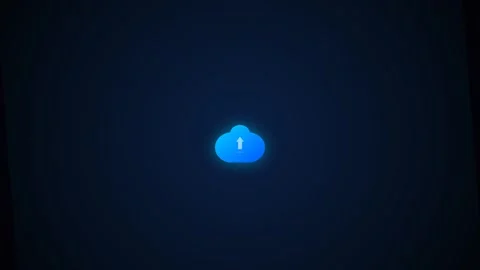 Cloud upload animation featuring a glowing blue cloud symbol Stock Footage 346332000