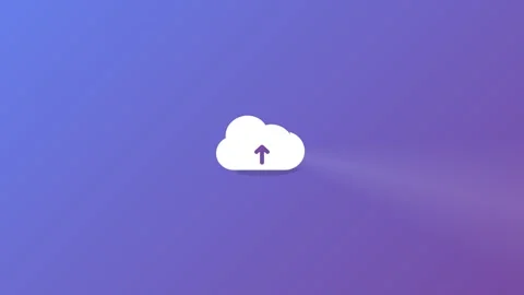 Cloud upload animation featuring a white cloud icon Stock Footage 346331986