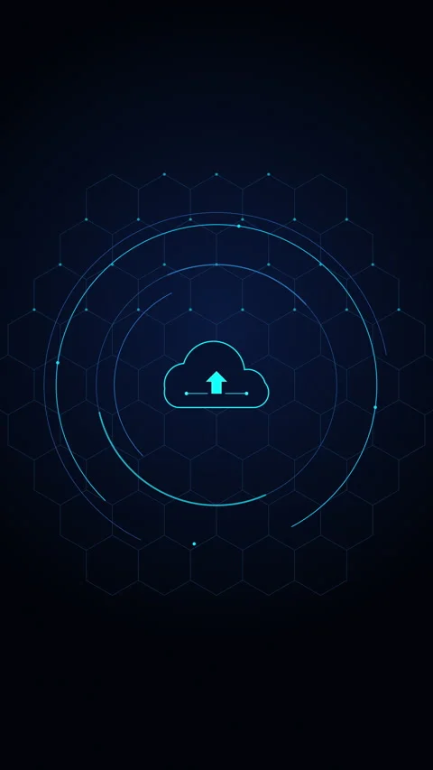 Cloud upload animation with glowing digital network circles data transfer t.. Stock Footage 348326517