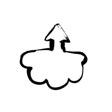 Cloud upload application grunge dry brush vector illustration. Stock Illustration
