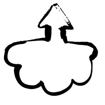 Cloud upload application grunge dry brush vector illustration. Illustrazione stock