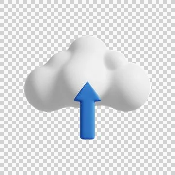 Cloud upload. Up arrow cloud icon. 3D Render. Stock Illustration