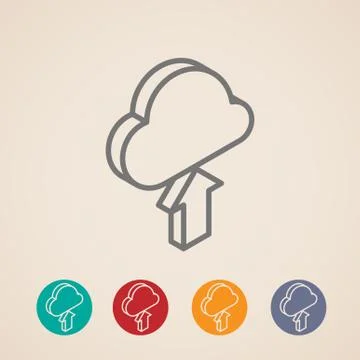 Cloud with upload arrow. isometric vector icons Stock Illustration