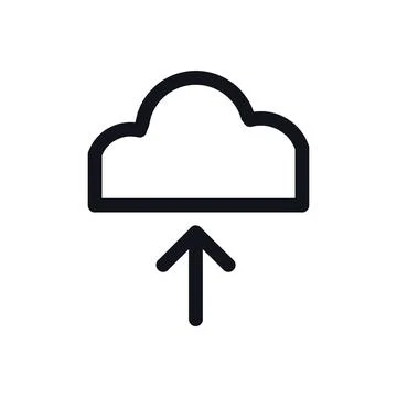 Cloud Upload Black White Line Icon Editable Stroke Vector Symbol Stock Illustration