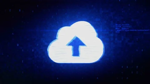 Cloud upload, cloud data, online storage Symbol Digital Pixel Noise Error Stock Footage 116024827