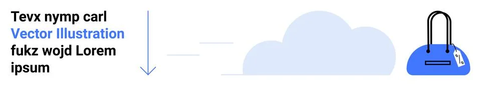 Cloud Upload Concept with Cloud and Transfer Arrow Next to a Shopping Bag Stock Illustration