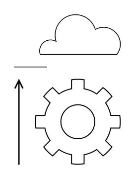 Cloud Upload Concept with Gear and Arrow in Minimalist Design Illustrazione stock