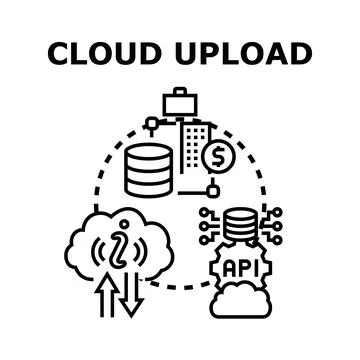 Cloud upload data computing service concept illustration Stock Illustration