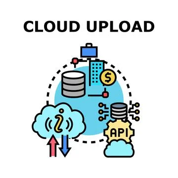 Cloud upload data computing service concept illustration イラスト素材
