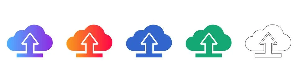 Cloud Upload Data Icons Stock Illustration