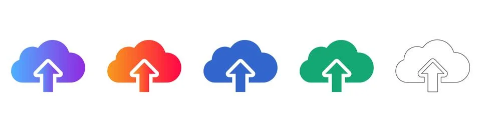 Cloud Upload Data Icons Stock Illustration