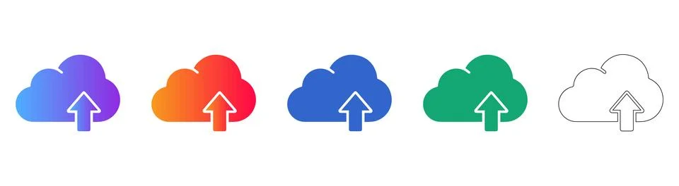 Cloud Upload Data Icons Stock Illustration