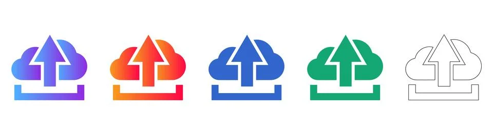 Cloud Upload Data Storage Icons Stock Illustration