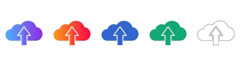 Cloud Upload Data Sync Icons Stock Illustration