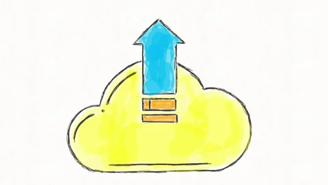 Cloud Upload Data Transfer Drawing Animation Stock Footage 342018506