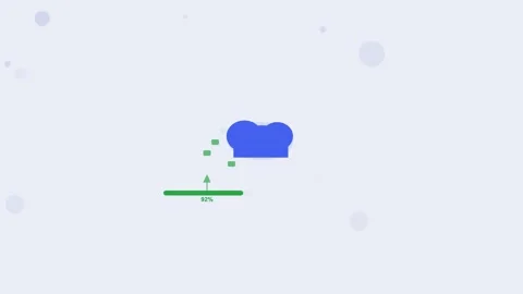 Cloud upload download corporate tech scene. Flat design light mode Stock Footage 342621477