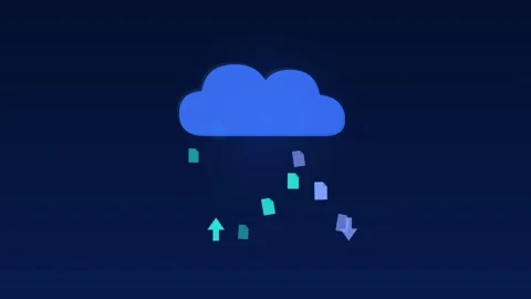 Cloud upload download files transfer cobalt cloud loop Vídeos de archivo 342612363