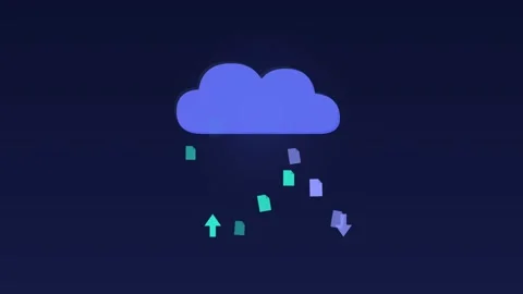 Cloud upload download files transfer indigo cloud loop 스톡 동영상 342612372