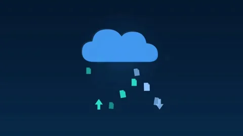 Cloud upload download files transfer azure cloud loop Stock Footage 342612374