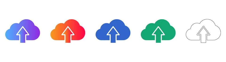 Cloud Upload File Icon Set Stock Illustration