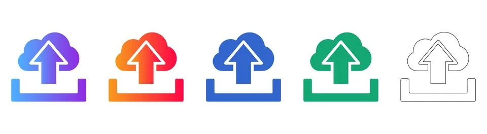 Cloud Upload File Icons Illustrazione stock