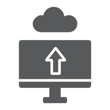 Cloud upload glyph icon, technology and system, data transfering sign, vector Stock Illustration