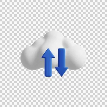 Cloud upload icon. 3D Render. 스톡 일러스트