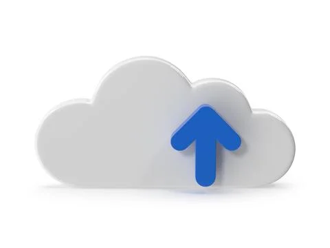 Cloud Upload Icon 3D Render with Blue Arrow Stockillustratie