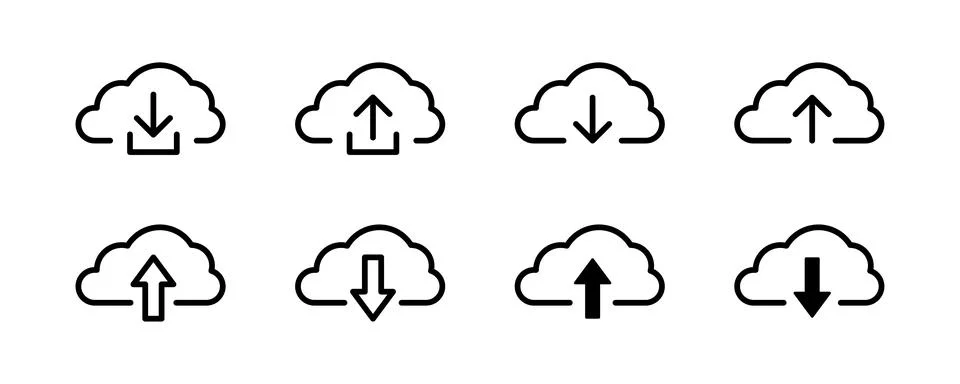 Cloud upload icon. Cloud download button. Hosting server symbol. Online sto.. Stock Illustration