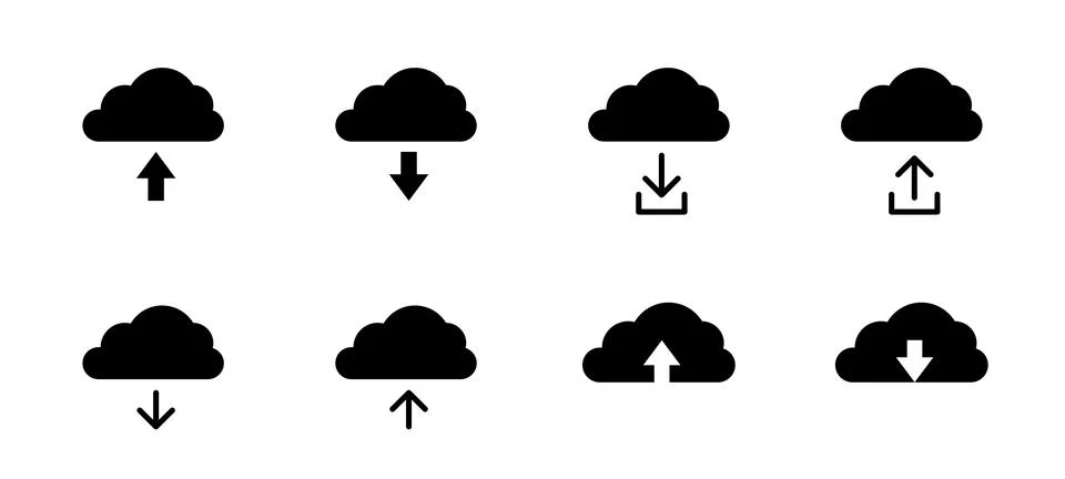 Cloud upload icon. Cloud download button. Hosting server symbol. Online sto.. Stock Illustration