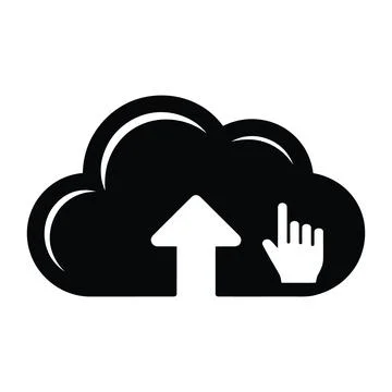 Cloud upload icon with hand cursor clicking the upload button Illustrazione stock