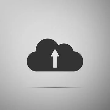Cloud upload icon isolated on grey background. Flat design. Vector Illustration イラスト素材