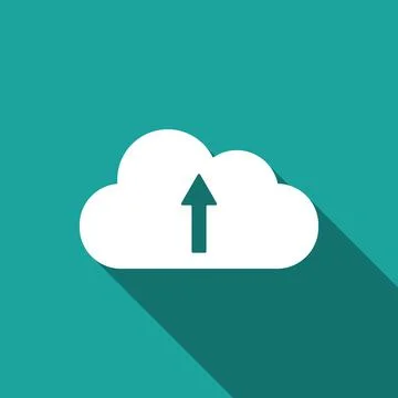 Cloud upload icon isolated with long shadow. Flat design. Vector Illustration イラスト素材