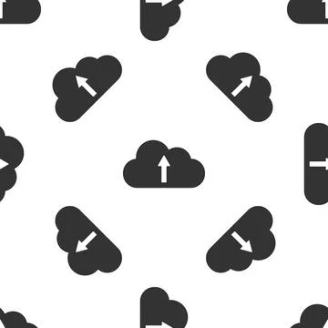 Cloud upload icon isolated seamless pattern on white background. Flat design Stock Illustration