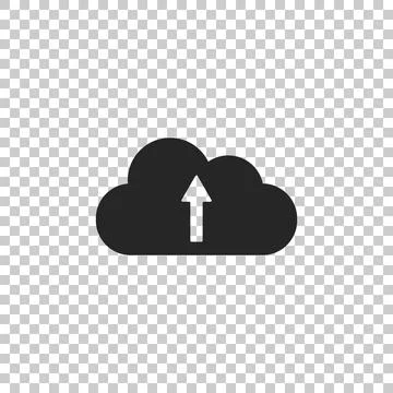 Cloud upload icon isolated on transparent background. Flat design. Vector Stock Illustration
