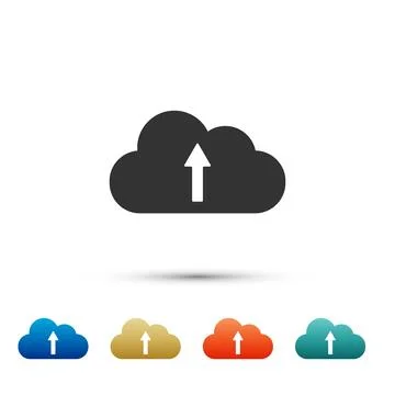 Cloud upload icon isolated on white background. Set icons in color icons. Vector Illustrazione stock
