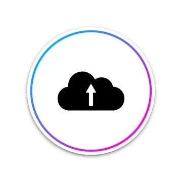 Cloud upload icon isolated on white background. Circle white button. Vector Illustrazione stock