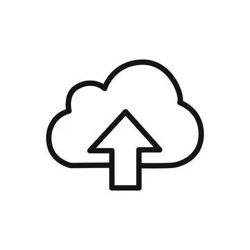 Cloud upload icon linear vector graphics sign Stock Illustration