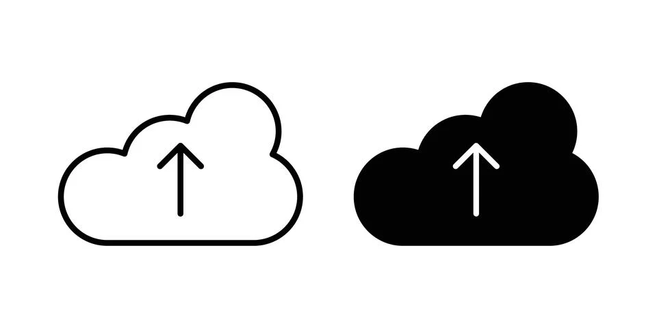 Cloud upload icon logo. Outline style icons with flat versions Stock Illustration