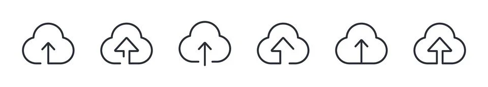 Cloud upload icon in outline design Stock Illustration