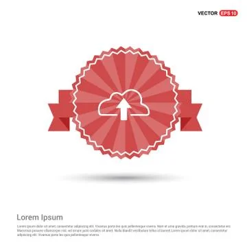 Cloud Upload Icon - Red Ribbon banner Illustrazione stock