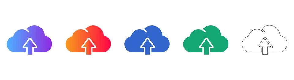 Cloud Upload Icon Set Stock Illustration