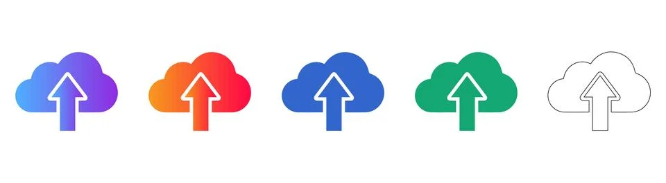 Cloud Upload Icon Set Stock Illustration